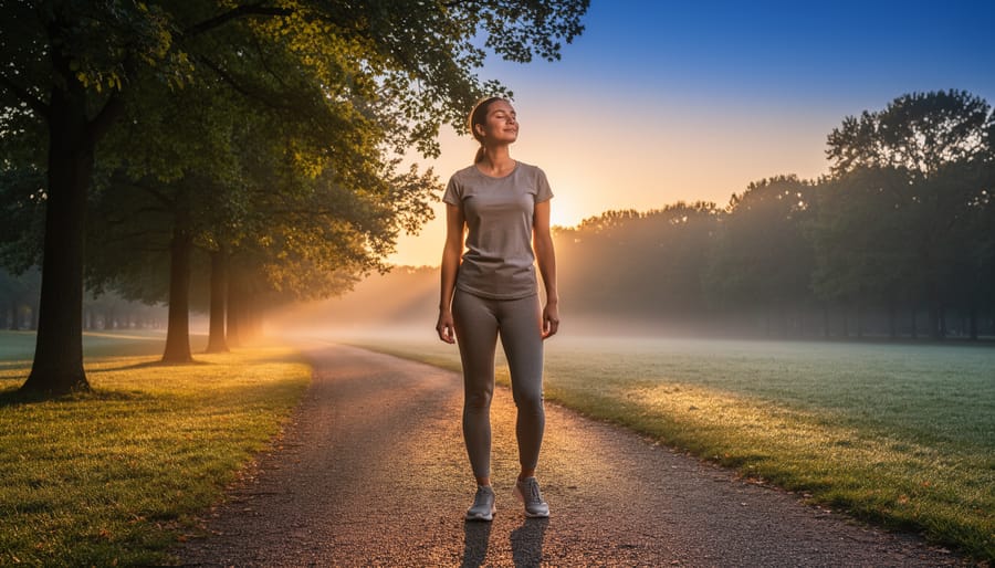 Person enjoying morning coffee while watching sunrise over lake in wilderness setting