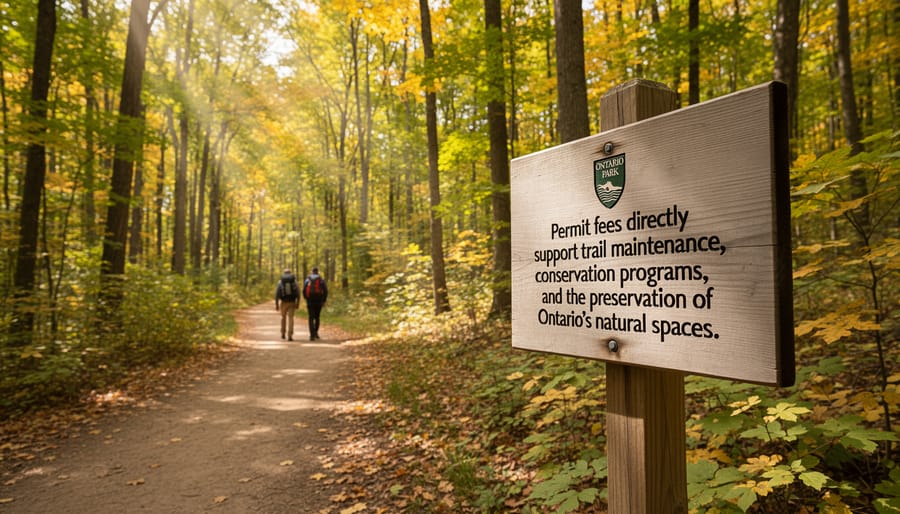 Park staff member working on trail maintenance and conservation in Ontario Parks