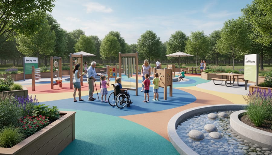 Multigenerational family enjoying peaceful moment together in sensory park garden