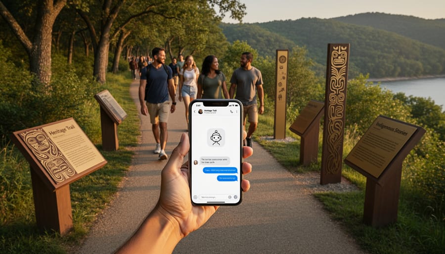 Historic wooden trail marker on heritage path in Ontario provincial park
