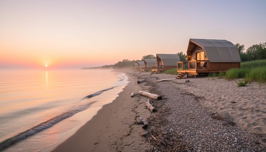 Sunrise on the shoreline at Point Pelee National Park near the Tip