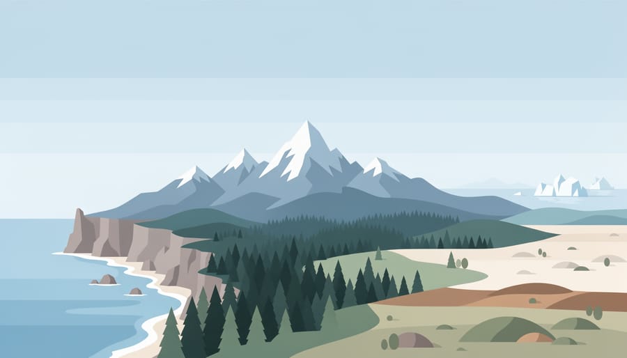 Wide scenic view representing diverse Canadian national park landscapes across coast, mountains, forest, and tundra